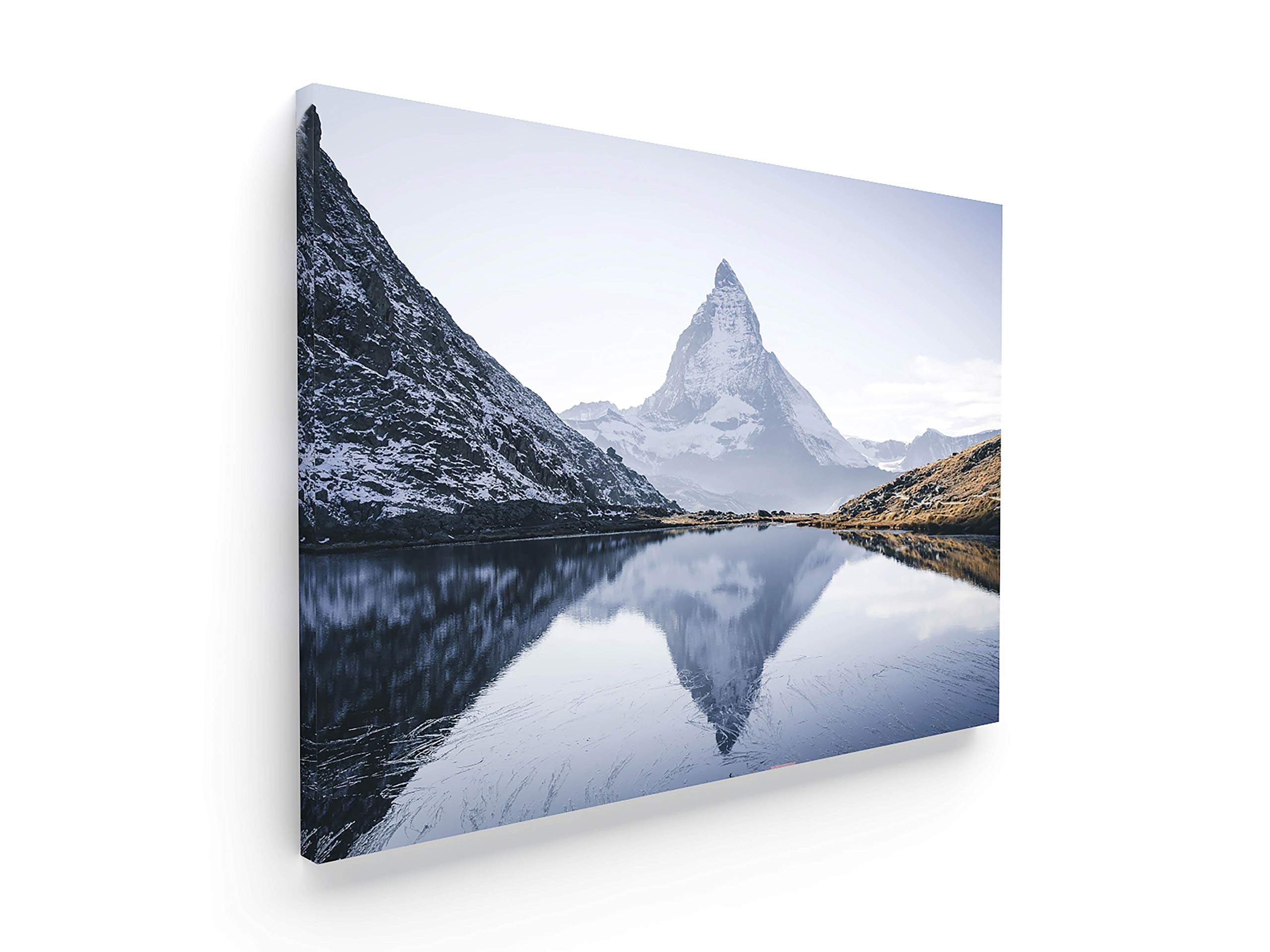 Panorama Quadro su Tela Canvas Monte Cervino 100x70cm - Telaio in Legno Incluso - Decorazione Murale