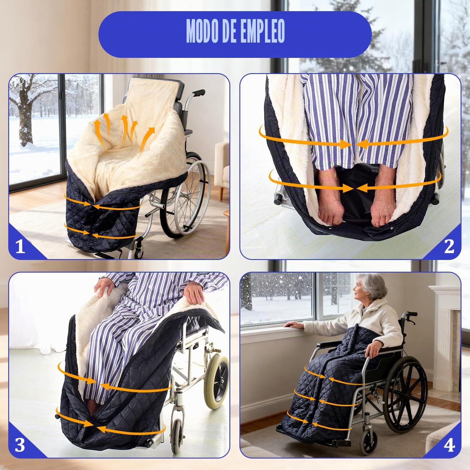 Cubrepiernas para Silla de Ruedas Forradas en Forro Polar, Manta para Silla de Ruedas, Calidez a Prueba de Viento Saco para Sillas de Ruedass Adultos
