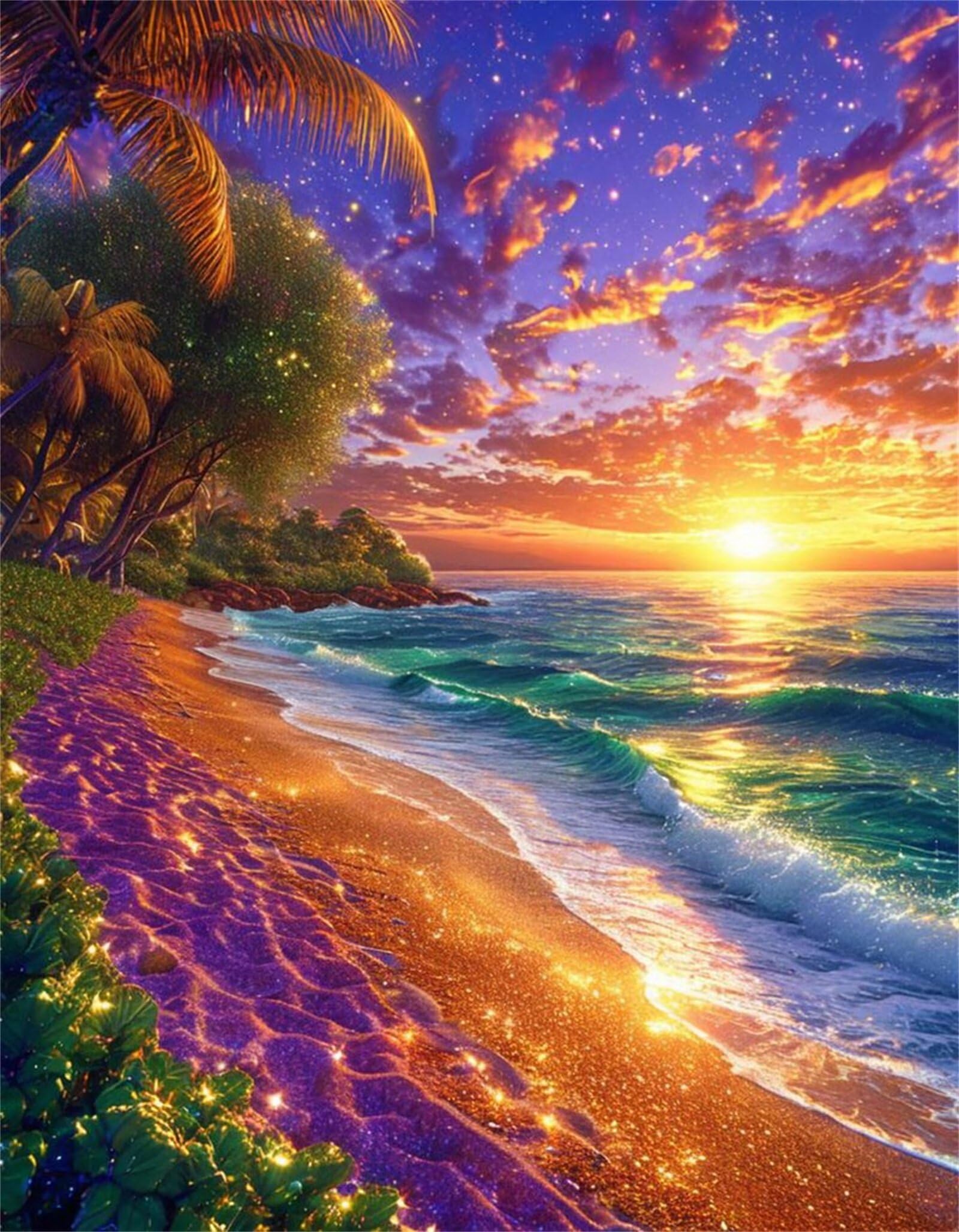 Puzzle per Adulti,100x70 cm,2000 pezzi puzzle per adulti,Regalo DIY Puzzles,Collezione Educativo Classico Creativo puzzles Spiaggia al tramonto sotto le stelle