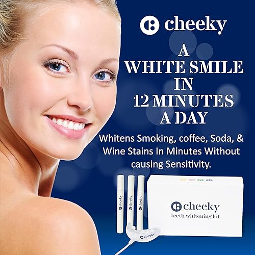 Miniatura 2 de Cheeky Kit de blanqueamiento de dientes LED con gel blanqueador y boquilla, sistema casero para disminuir las manchas y la decoloración, seguro