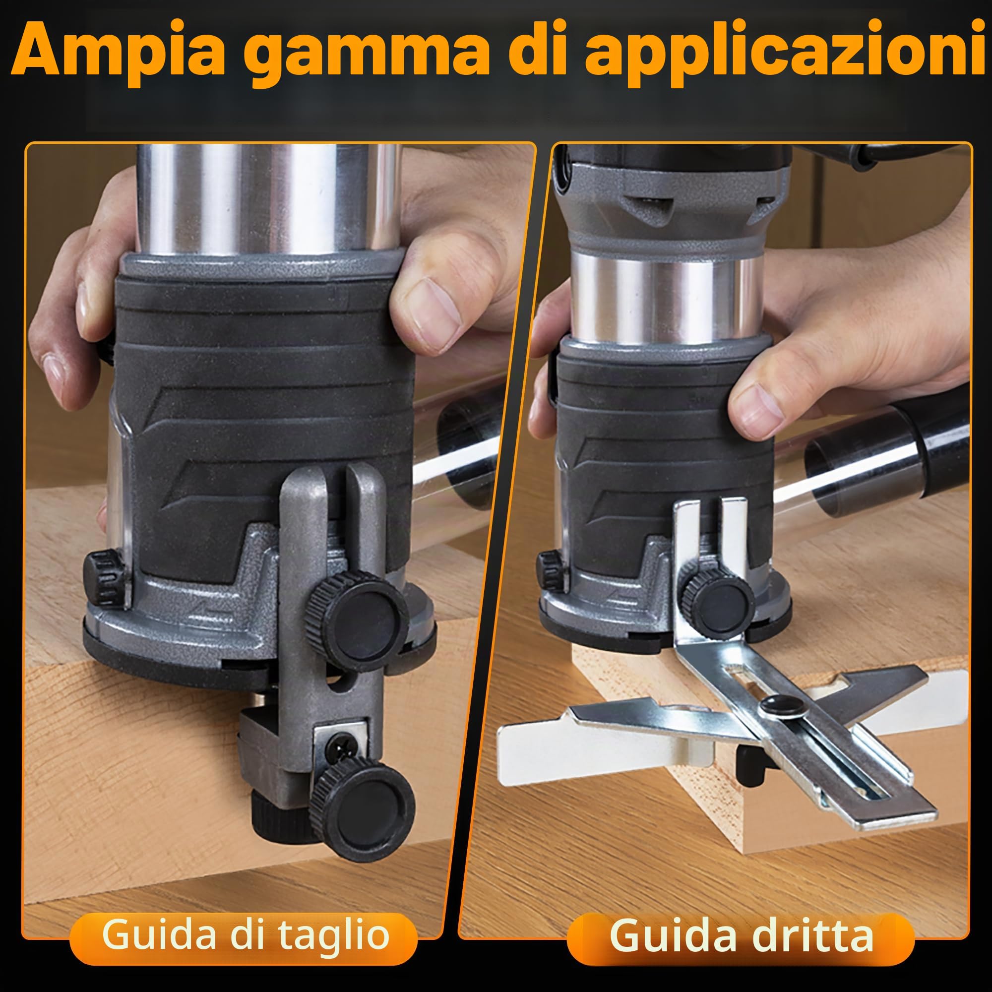 FoxAlien 1 HP 710 W 65 mm di diametro Compact Palm Router per fresatrice CNC, 6 velocità variabili Max 30000 R/MIN legno Trimmer con 1/4" Collect