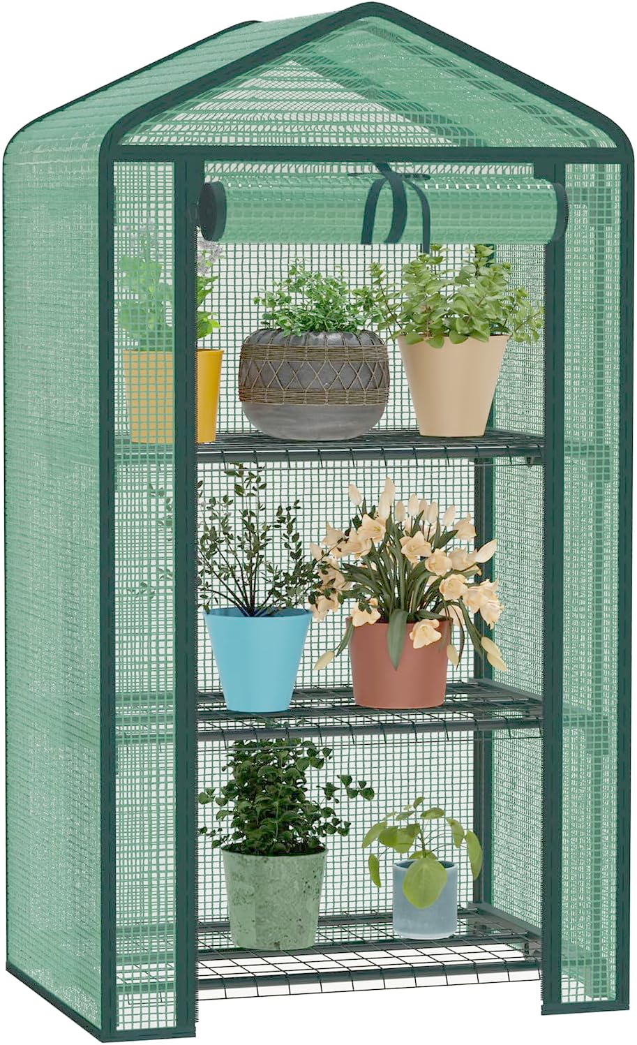 Greenhouse for Indoor Outdoor, Small Plastic Plant Green House 3-Tier Rack Stand Portable Greenhouses with Durable PE Cover for Seedling 3-Tier PE