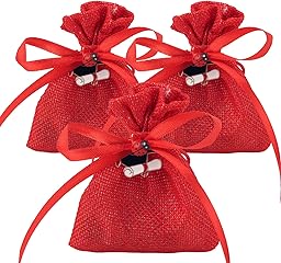 24Pz Bomboniere Laurea Portaconfetti, Rossa Sacchetti Laurea con Ciondoli Coccinella, Biglietti e Nastro per Cerimonie, Feste