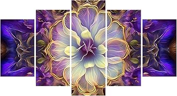 5 Panel Diamond Painting Kits 5D DIY Mandala Purple Diamond Art Kits for Adults, Full Drill Square Diamond Dots Crystal Rhinestone Gems Arts and Crafts for Home Wall Decor Gifts 80x48in E-6716