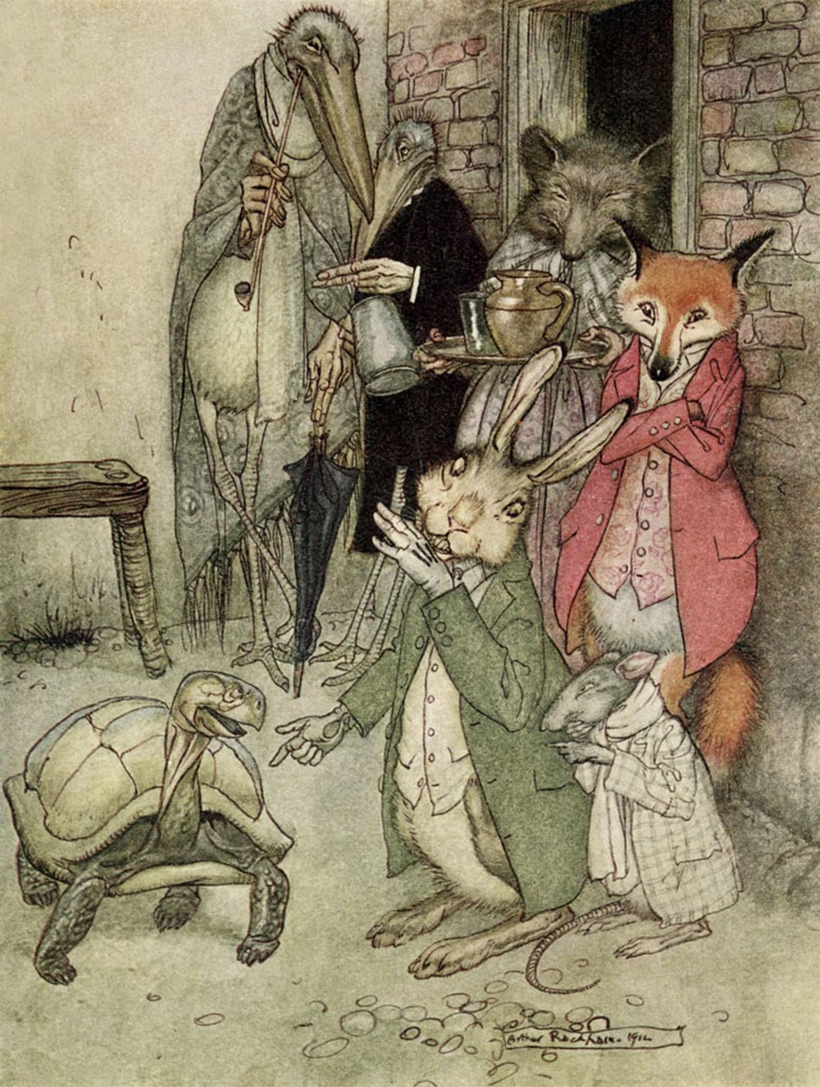 ARTXLXXBN Famous Art Print Poster Vintage Wall Art the Hare and the Tortoise by Arthur Rackham Canvas Art Poster for Home Decor 60x90cm