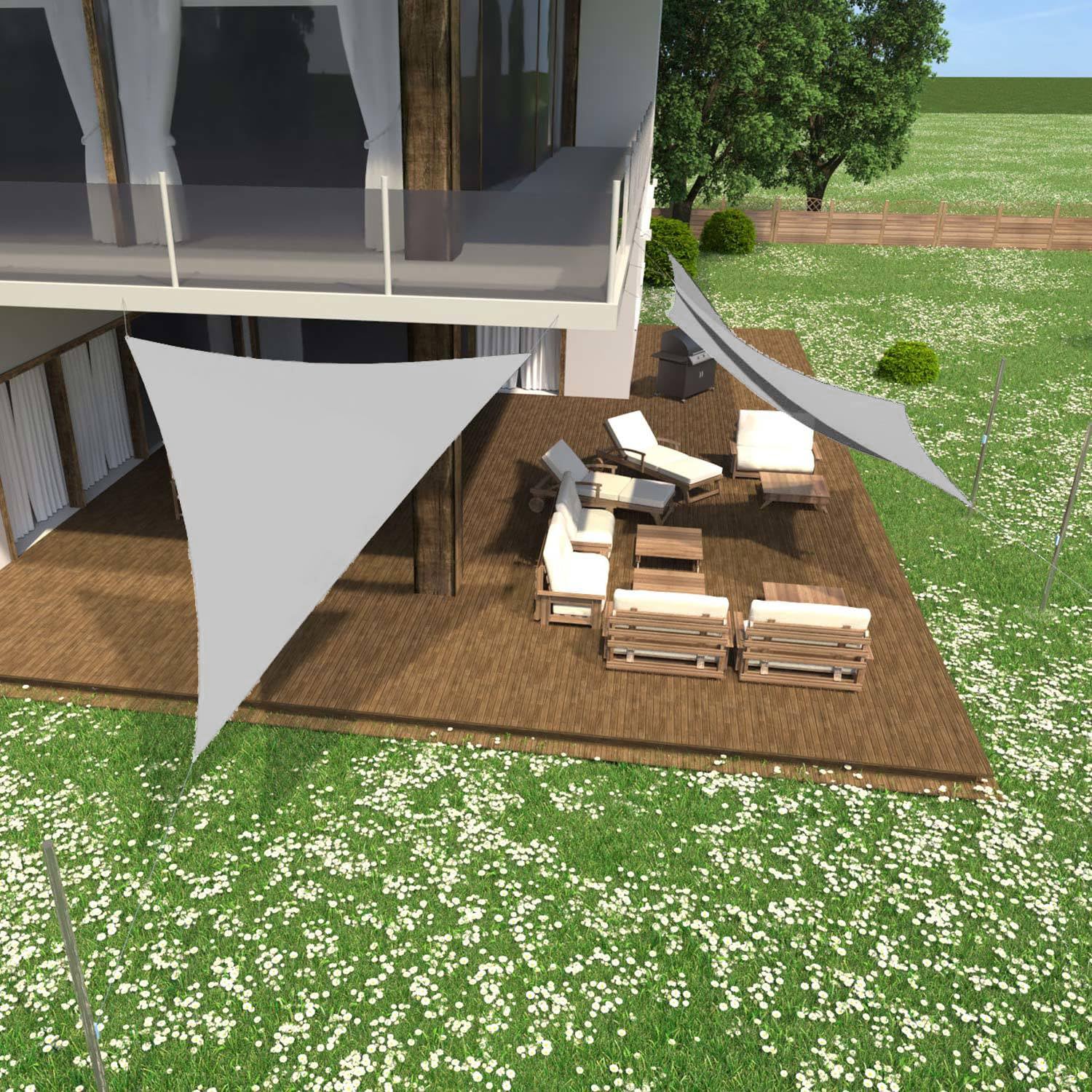 anndora Sonnensegel 5x5x7 HDPE hellgrau rechtwinkliges Dreieck