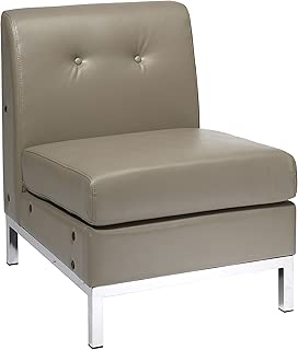 AVE SIX Wall Street Faux Leather Armless Chair with Chrome Accents, Smoke - coolthings.us