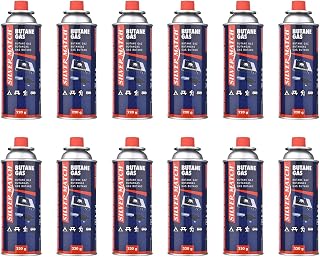 HIBRON 12 Silver Match Cartuchos de Gas Butano 220g para Hornillos y Quemadores, Compatible con CP250 y la Mayoría de Hornillos de Camping