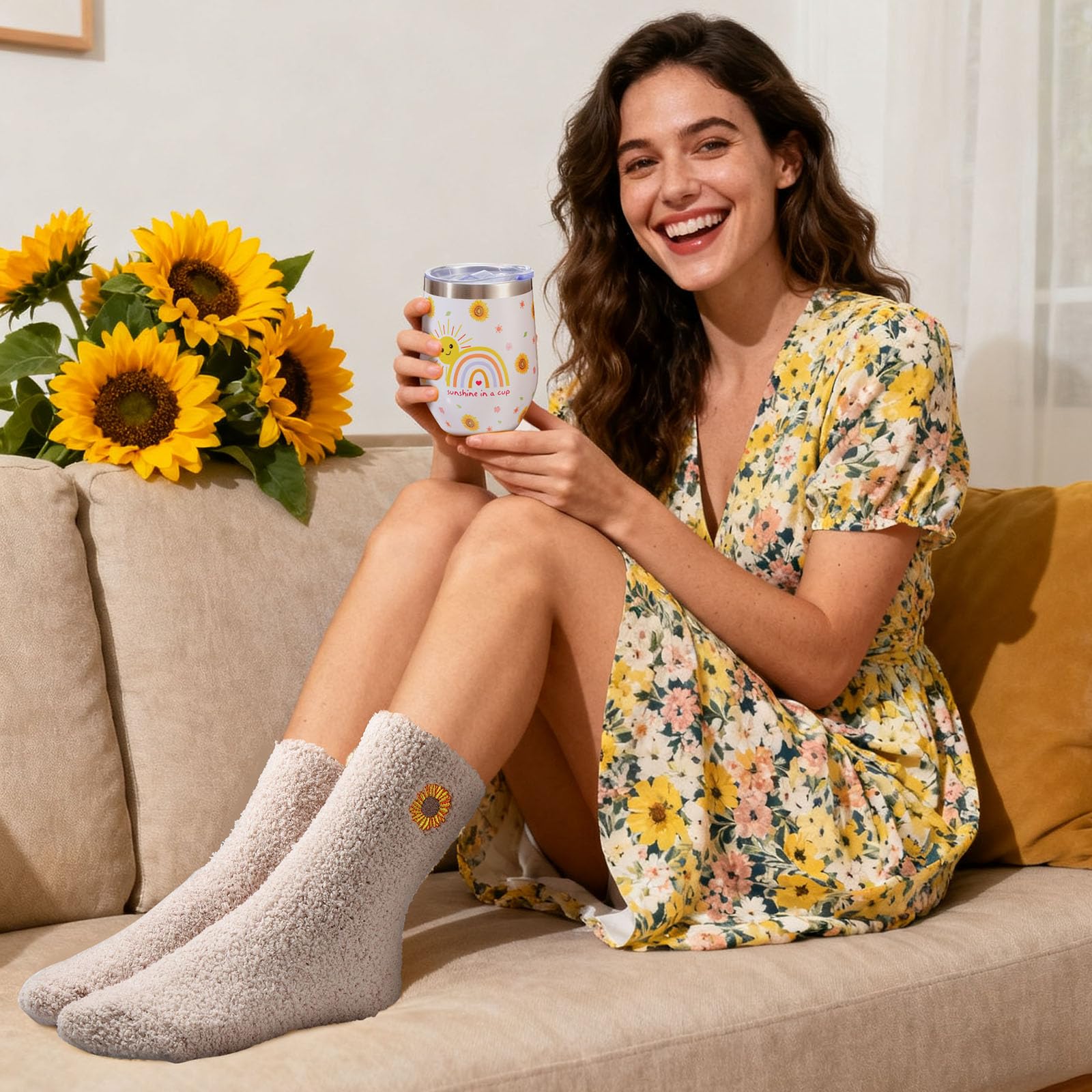 Regalos de girasol para mujeres, regalos de cumpleaños para mujeres, Get Well Soon Cestas de regalo Paquete de autocuidado Regalo Relajante Regalos de Navidad para ella, mamá, esposa