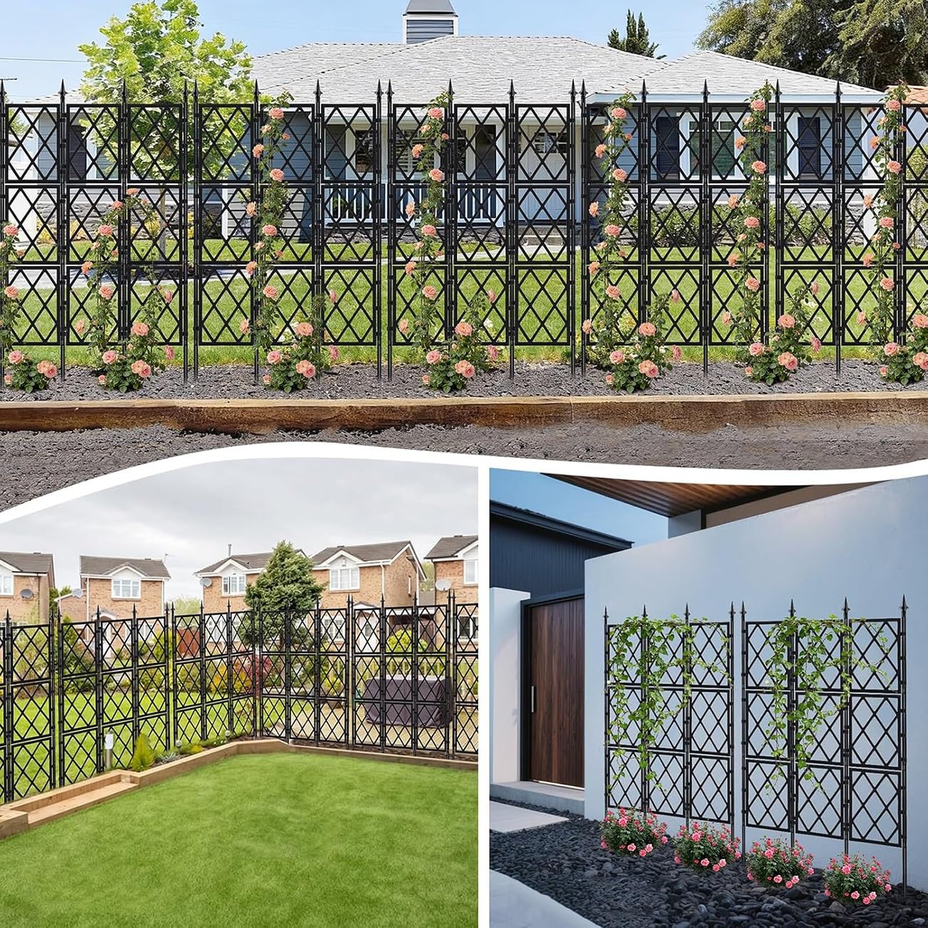 Telaio da giardino in metallo per interni ed esterni, supporto a reticolo da parete per piante in vaso, decorazione per patio, prato e cortile