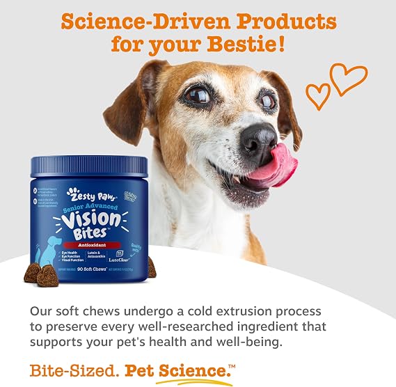 Zesty Paws Eye Supplement for Dogs - Vision Support with Antioxidants & Omega 3 Fatty Acids - 90 Chews