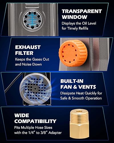 Miniatura 8 de Orion Motor Tech AC Vacuum Pump and Gauge Set, 1/3 hp 4 cfm Vacuum Pump Manifold Gauge Kit with Leak Detector 4 Hoses & Accessories for R134a R22