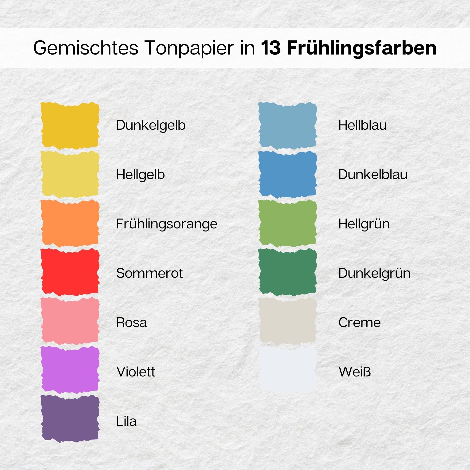 artdee 300 Blatt Tonpapier bunt DIN A3 – 180 g/m² Bastelpapier Set in 13 Frühlingsfarben – Großer Tonkarton Vorratspack für Kita, Schule & Hobby