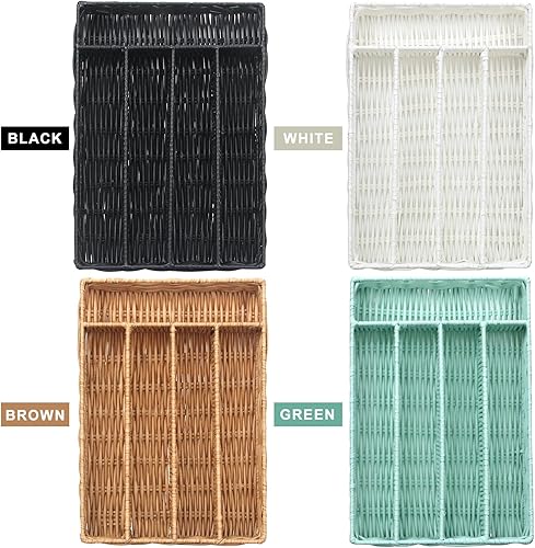 Miniatura 7 de Ayiaren Organizador de cajones de utensilios de cocina pequeño, bandeja estrecha para cajones de cubiertos blancos, organizador de cubiertos,