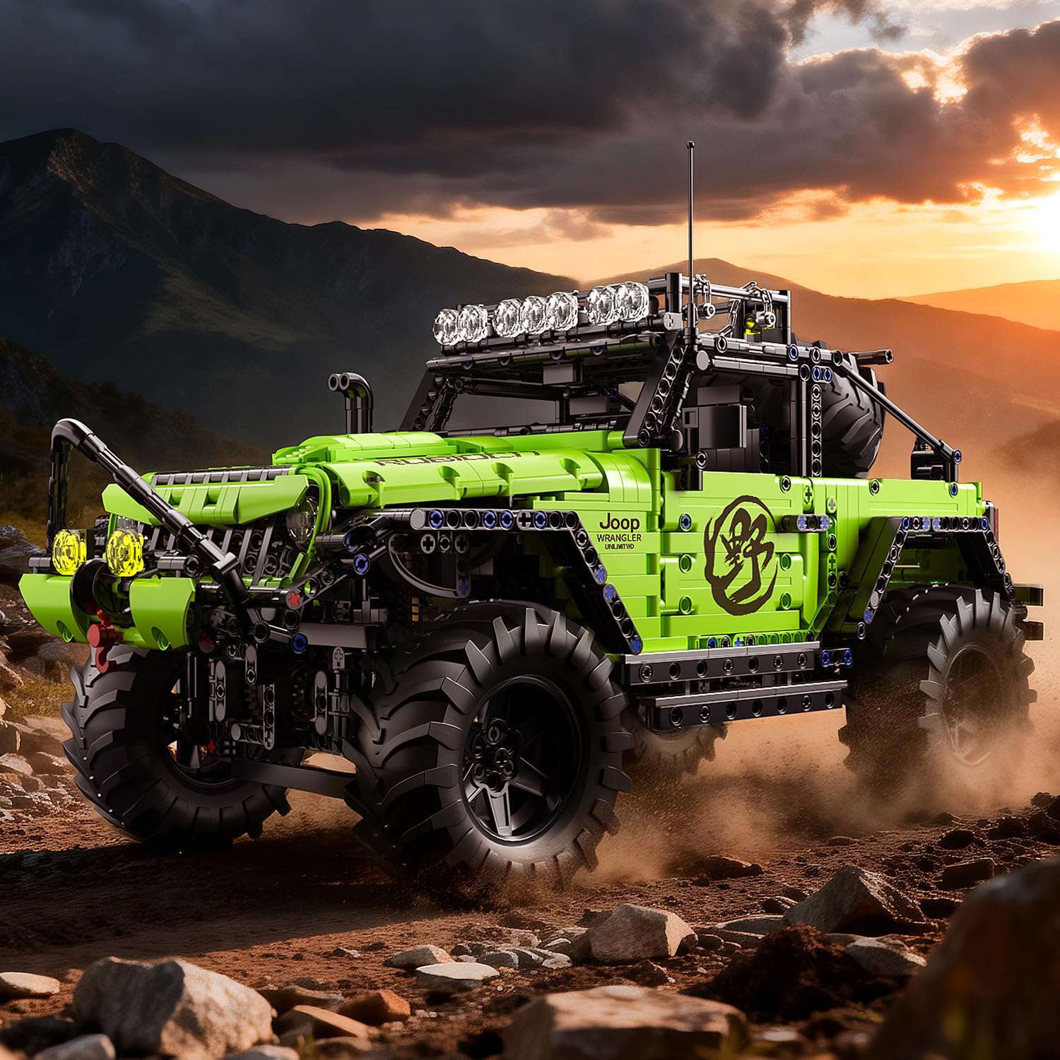 1:8 Wranger Off-Road Truck Building Block Set for Adults, 2357 PCS All Terrain Pickup Car Vehicle Model Toys Kit, Birthday Gifts Display for Boys Men Teens Challenging Enthusiasts Age 14+