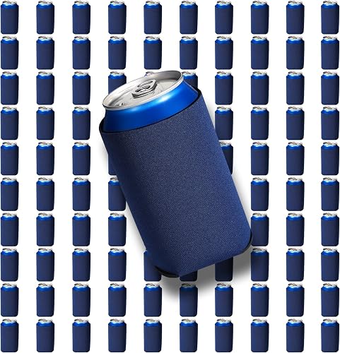 Tanlade 100 Pack Royal Blue Blank Can Cooler Sleeves Bulk Neoprene Can Covers Insulated Collapsible Drink Insulator Sublimation Sleeve for Juice Soda Beverage Water Birthday Weddings Party Supplies
