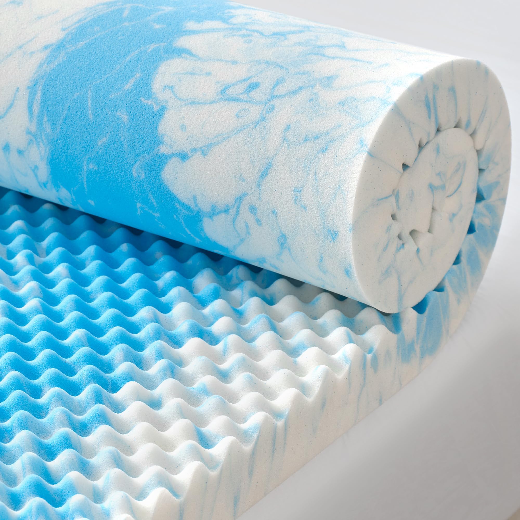 SINWEEK 2 Inch Egg Crate Memory Foam Mattress Topper King Size, Soft Mattress Pad for Back Pain Relief, Bed Topper, CertiPUR-US Certified, Blue