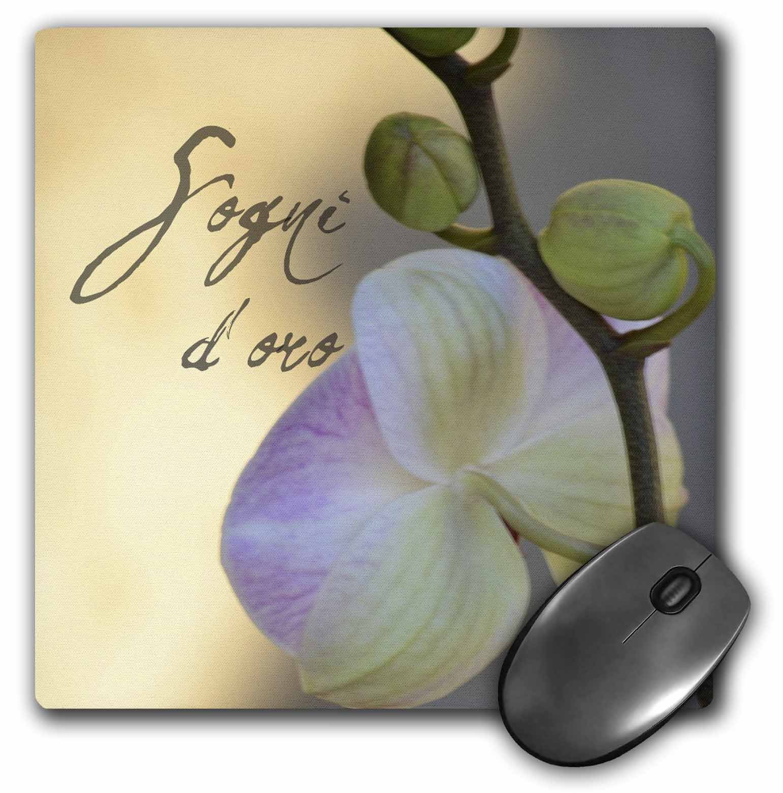 3dRose mp_42792_1 8 x 8-Inch Sogni Doro- Orchid Flower- Sweet Dreams- Inspirational- Italian Mouse Pad