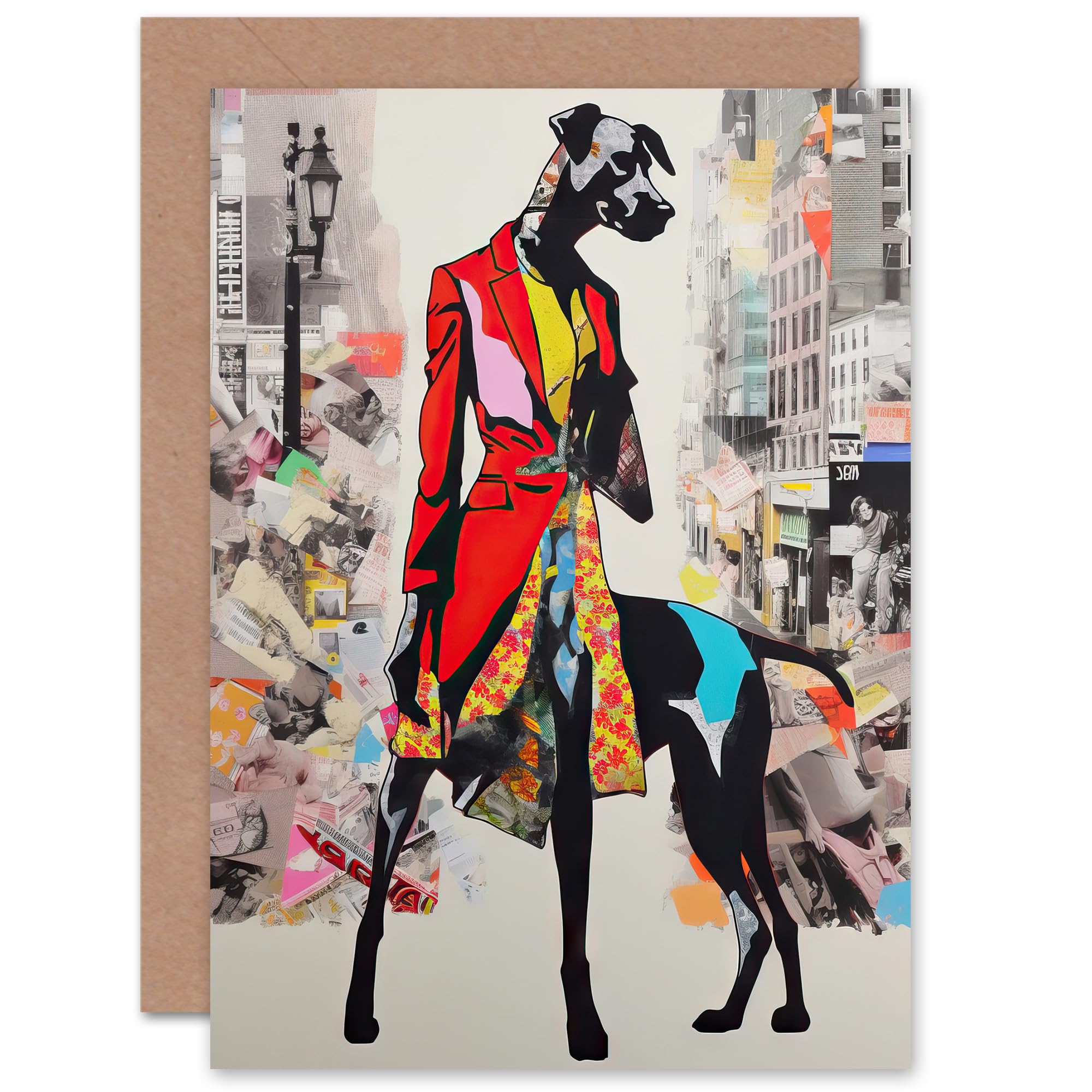 Artery8 Collage Dashing Doberman Dog for Wife Her Mum Sister Daughter Mom Gran Nan Birthday Thank You Congratulations Blank Art Greeting Card