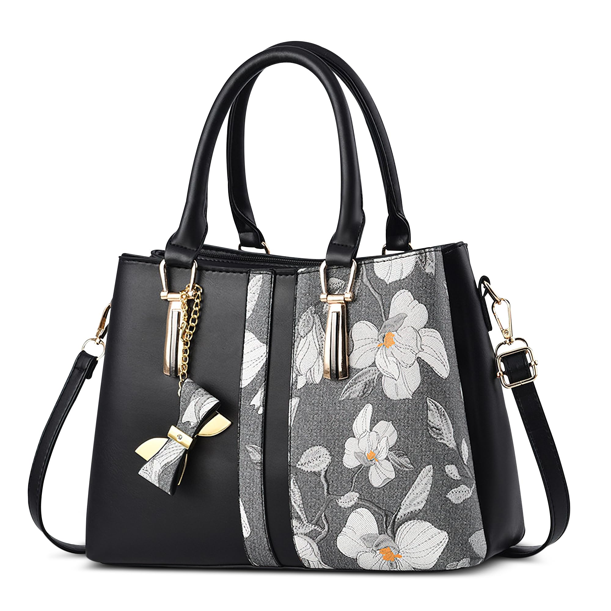 Borsa a Mano Elegante Borsa Donna Ciondolo a Fiocco Borsa Tote Borsa a Tracolla Borsetta Firmate Borse a Spalla PU Pelle per Shopping Partito Lavoro Incontri Borse Messenger Nero