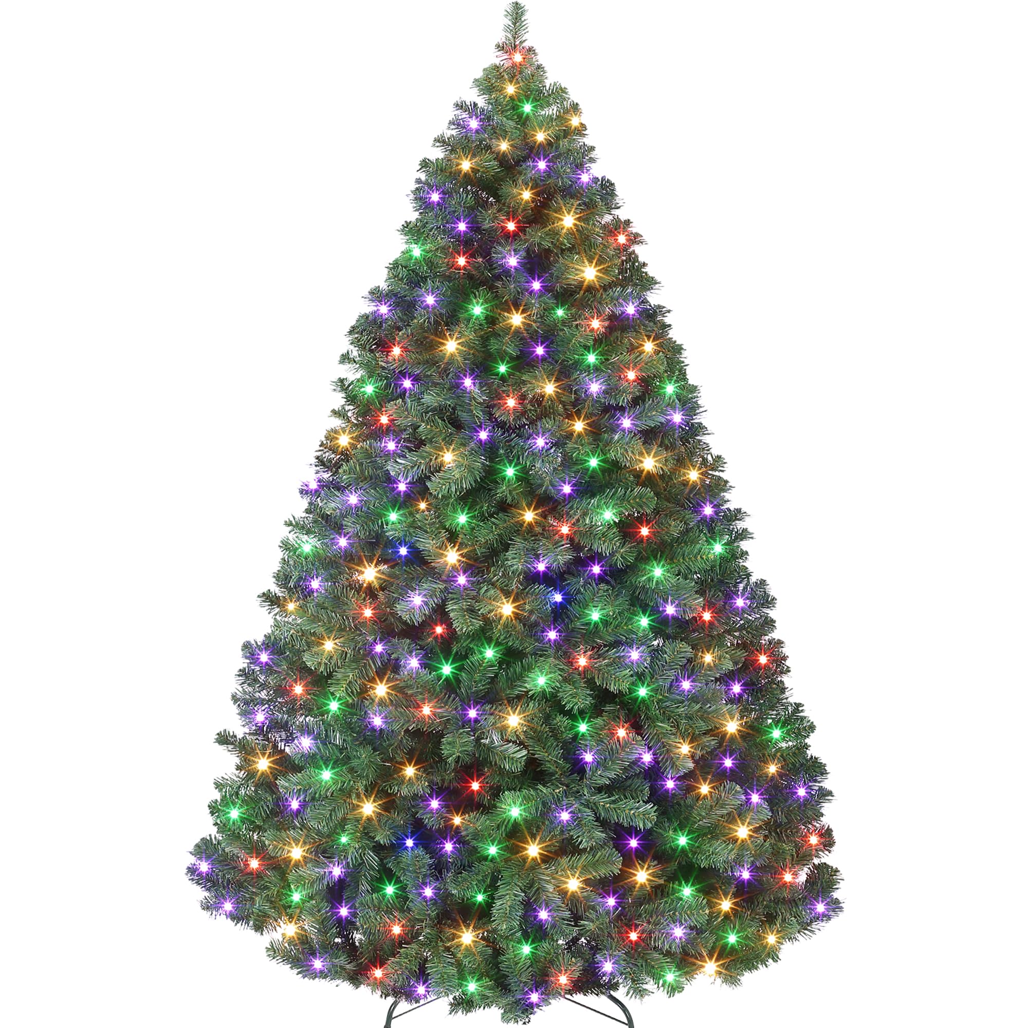 Garvee 180 cm Weihnachtsbaum Künstlich mit 250 Beleuchtung, Künstlicher Weihnachtsbaum, PVC Tannenbaum mit 758 grünen Spitzen Ø 114 cm Kunstbaum Weihnachten mit Metallständer& Klapp-Schirmsystem