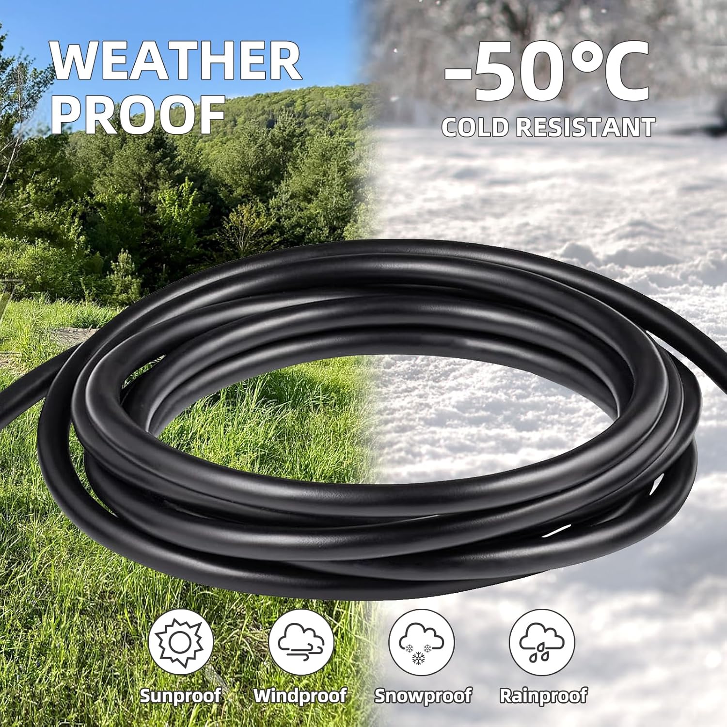 TiFFCOFiO Indoor Outdoor Extension Cord Waterproof, 25 Feet 3 Prong Power Cord for Home and Garden, 16 AWG, 13A/1625W, ETL Listed