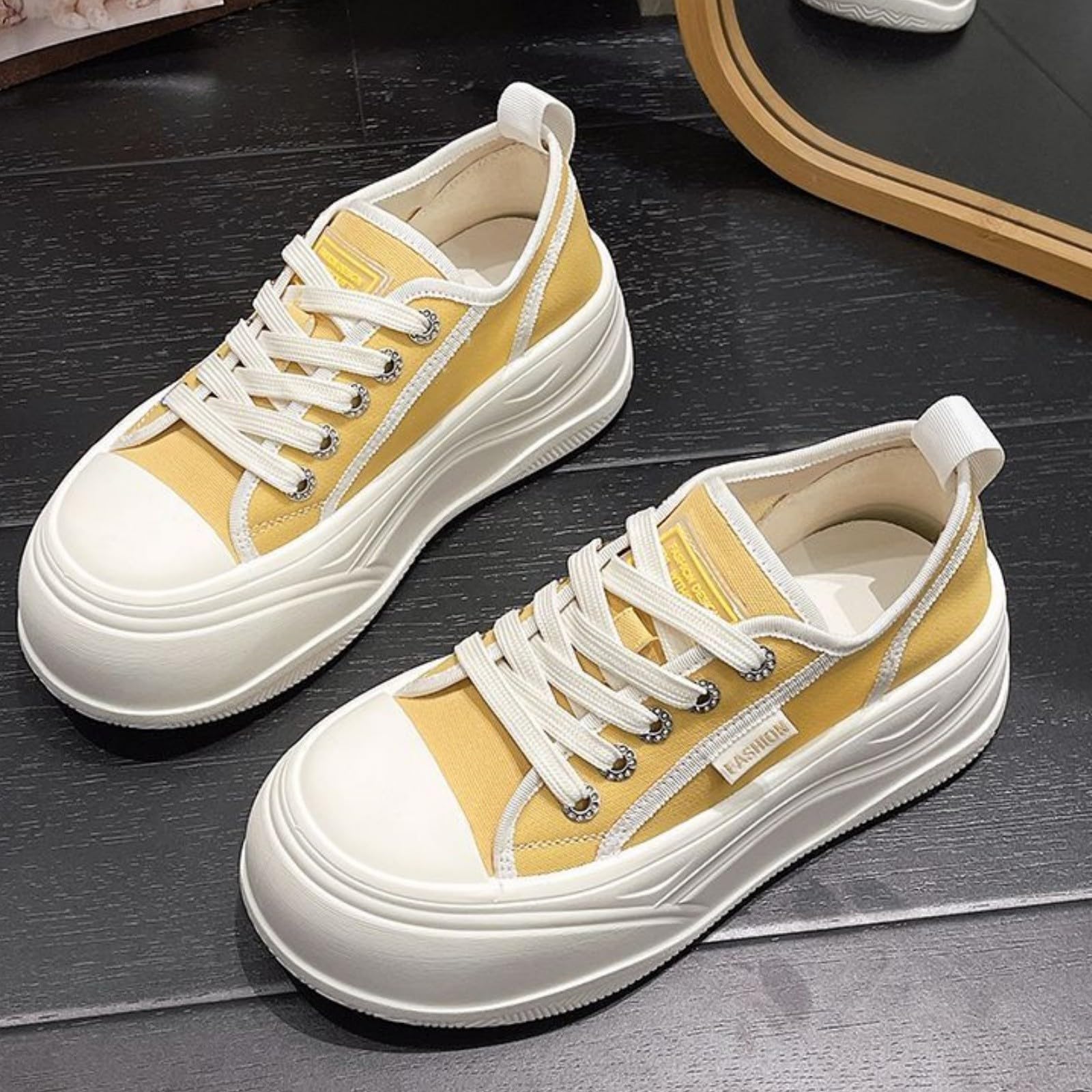 Scarpe da ginnastica da donna, in tela, con lacci, stile casual
