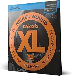 Encordoamento Para Baixo 5 Cordas Escala Longa .050-.135 D'Addario XL Nickel Wound EXL160-5