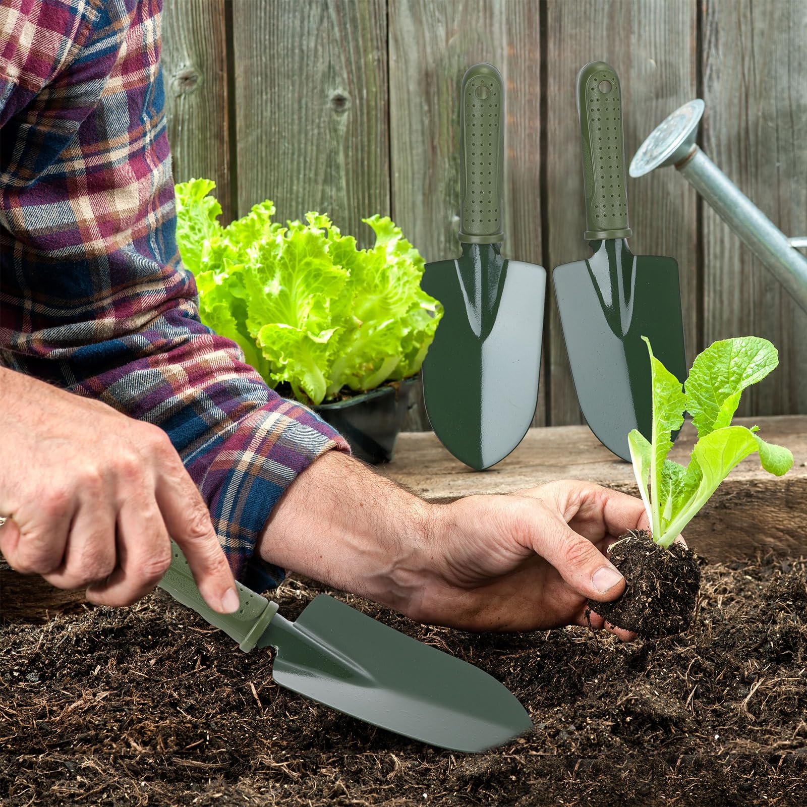 Yaocom 24 pala da giardino con manico in plastica, antiscivolo, per prato, cortile, casa, fattoria