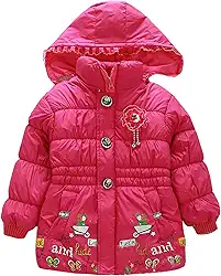 Casaco acolchoado com capuz e flores espessas para bebês e crianças