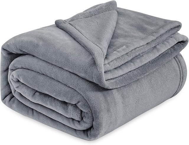 Bedsure przytulanka szara Koc XXL Sofa, miękki i ciepły kocyk polarowy jako koc na sofę/kocyk na kanapę, przytulne koce do życia Koce przytulanki, 220x240 cm wyjątkowo puszysty i pluszowy koc na sofę