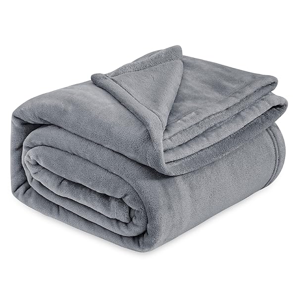 Bedsure GentleSoft Fleece Bed Blankets Queen Size Grey - Soft Lightweight Plush Fuzzy Cozy Luxury Fall Blanket Microfiber, Room Home Decor Gifts for Women and Men, 90x90 inches