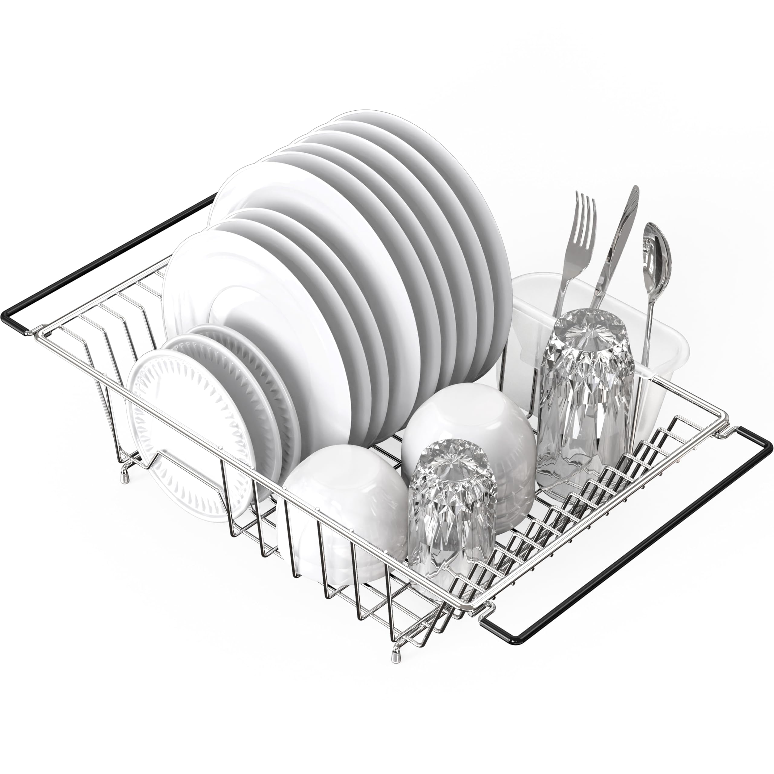 Photo 1 of Simple Houseware Large Over Sink Counter Top Dish Drainer Drying Rack with Utensil Holder, Chrome Large Chrome