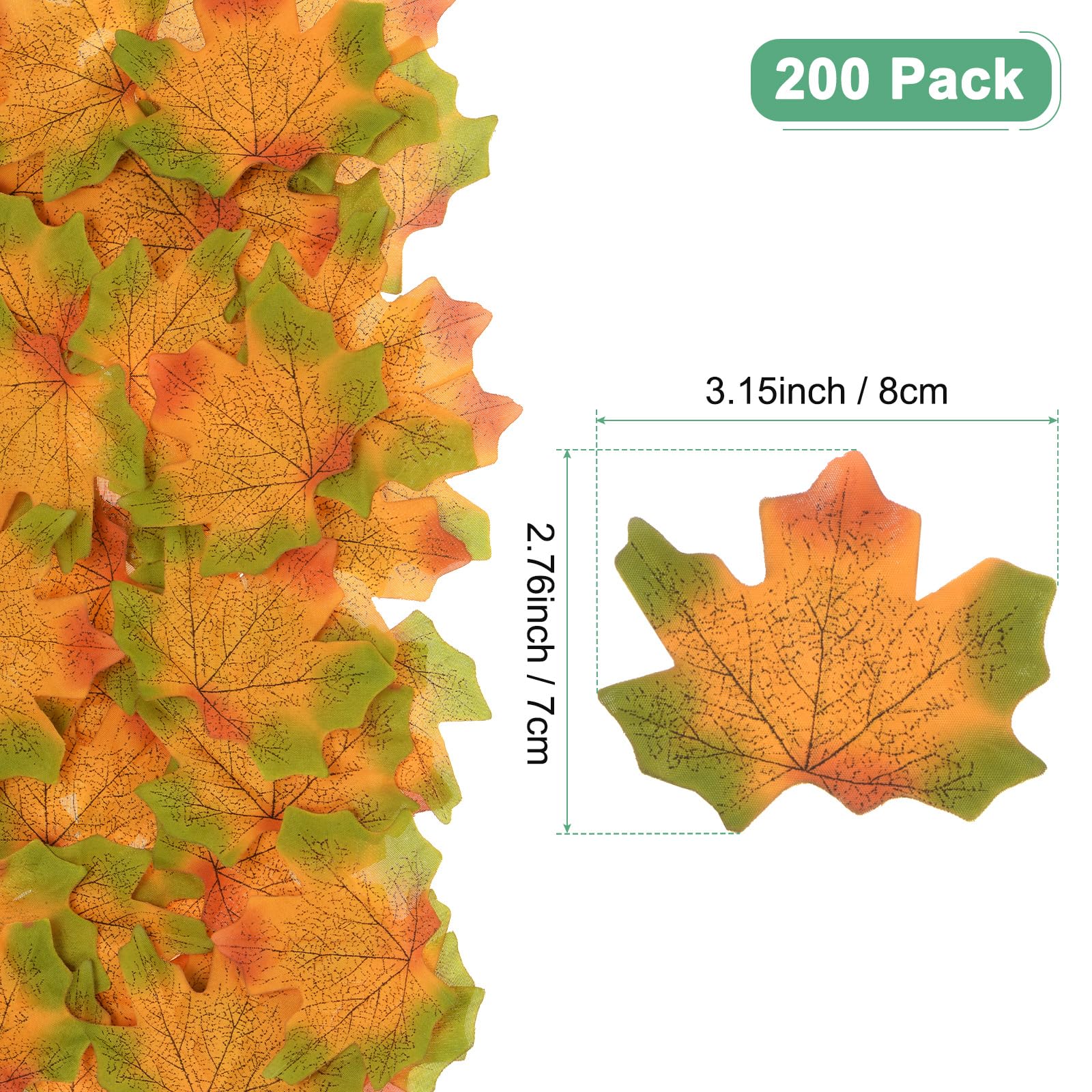 M METERXITY 200-Pack Artificial Maple Leaves - Image 3