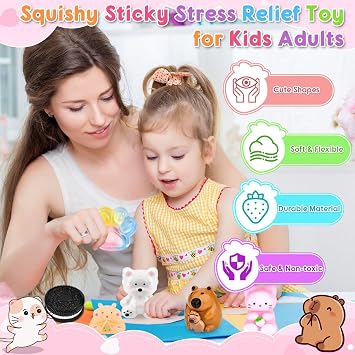 Taba Squishy,6Pcs Capybara Squishy Cookies,Cat Paw Squishy Set,Fufu Squishy Fidget Toys,Cute Squishies Stress Relief Sensory Squeeze Toy for Kids Adults,Birthday Novelty Gifts Party Favors