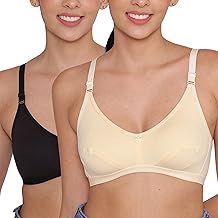 INKURV Everyday Bra for Women's and Girls | Non Padded | Non Wired | Full Coverage Bra in Rich Cotton Fabric - Paris | Combo of 2 |