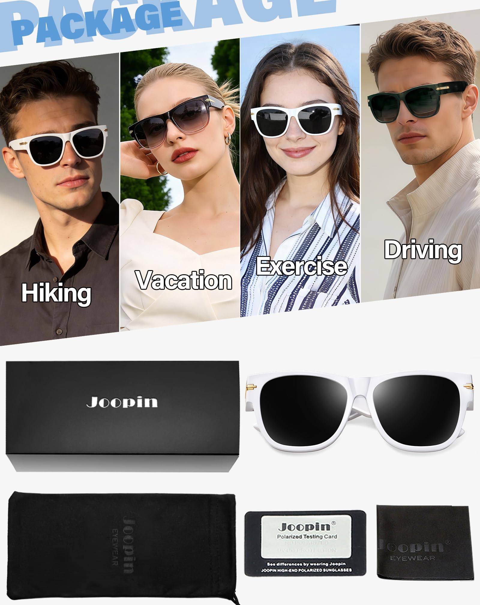 Joopin Gafas de Sol Superpuestas Polarizadas Grandes Cuadradas para Mujer y Hombre Marco TR90 Ultraligero Protección UV400