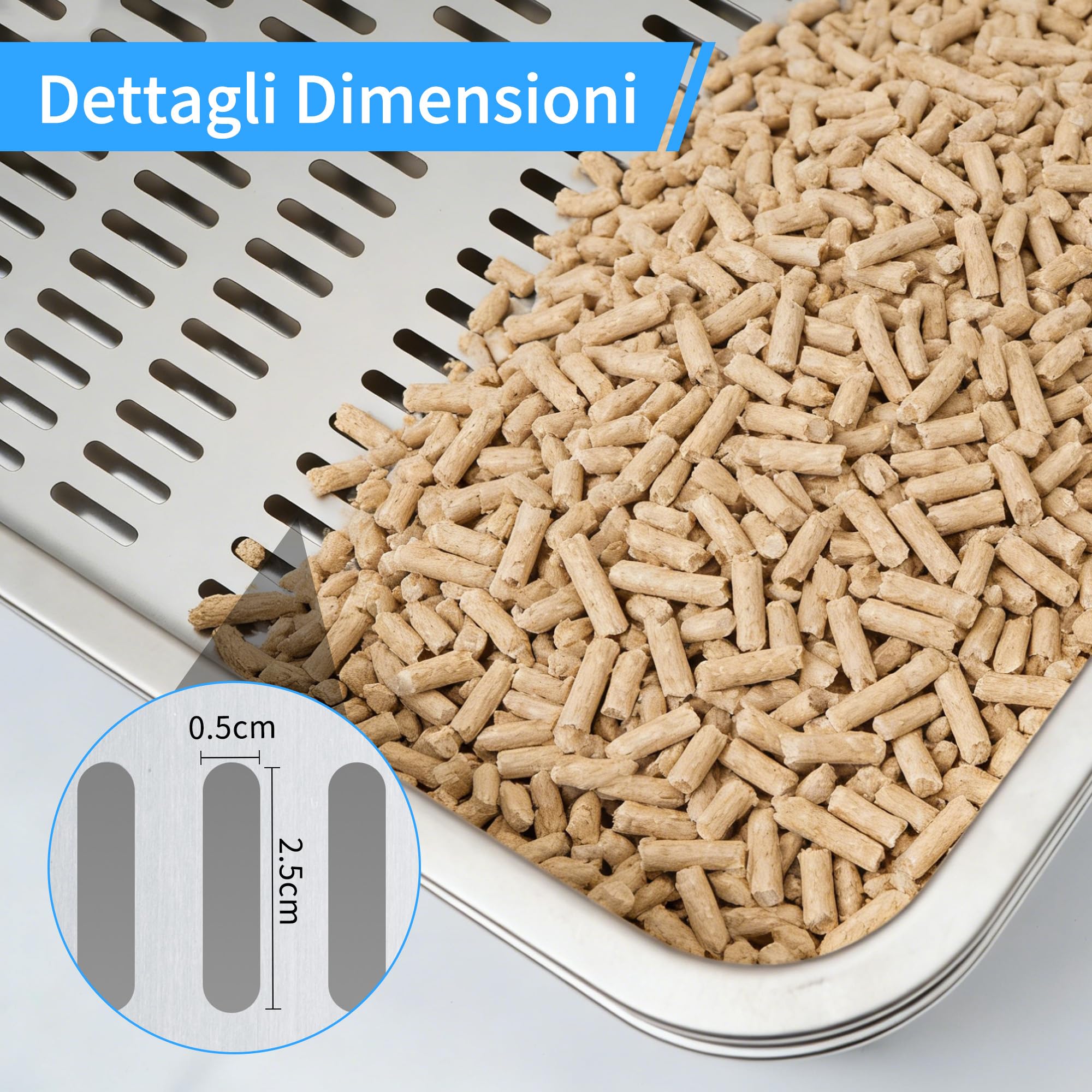 Lettiera per Gatti in Acciaio Inox, Lettiera Gatto Aperta in Metallo per Gatti Grandi, Piccoli e Conigli - Resistente Agli Odori, Facile da Pulire, 40 x 30 x 10 cm