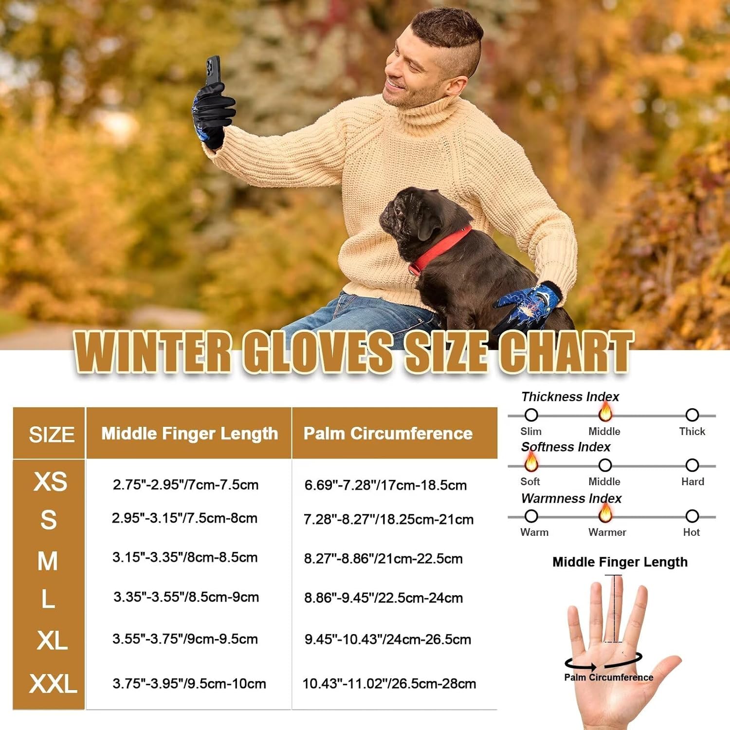 Pixel Panda Running Gloves for Men, Winter Warm Bike Glove for Smart Phone Texting with Non-Slip Silicone Gel - Thermal Windproof and Waterproof for Running, Cycling, Driving - Image 6