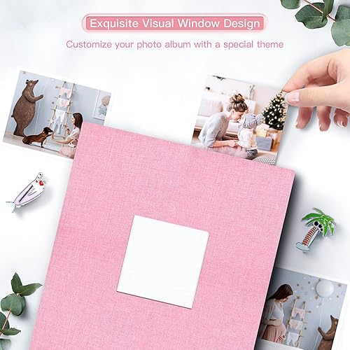 Vista 105 de popotop Álbum de fotos de 4 x 6 – 100 fotos libros con 100 bolsillos verticales, álbumes de cubierta de lino para familia, boda, aniversario, fotos