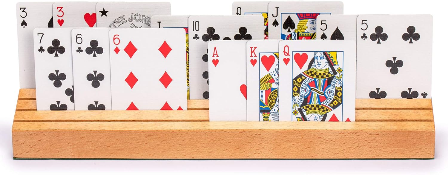 Yellow Mountain Imports Extra-Wide Solid Beechwood Playing Card Holders - Set of 2