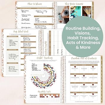 bloom daily planners HARDCOVER 2026 Planner (January to December) - 8.5 x 11 Weekly & Monthly Dated Agenda Organizer Book with Stickers & Tabs - Tan Leopard
