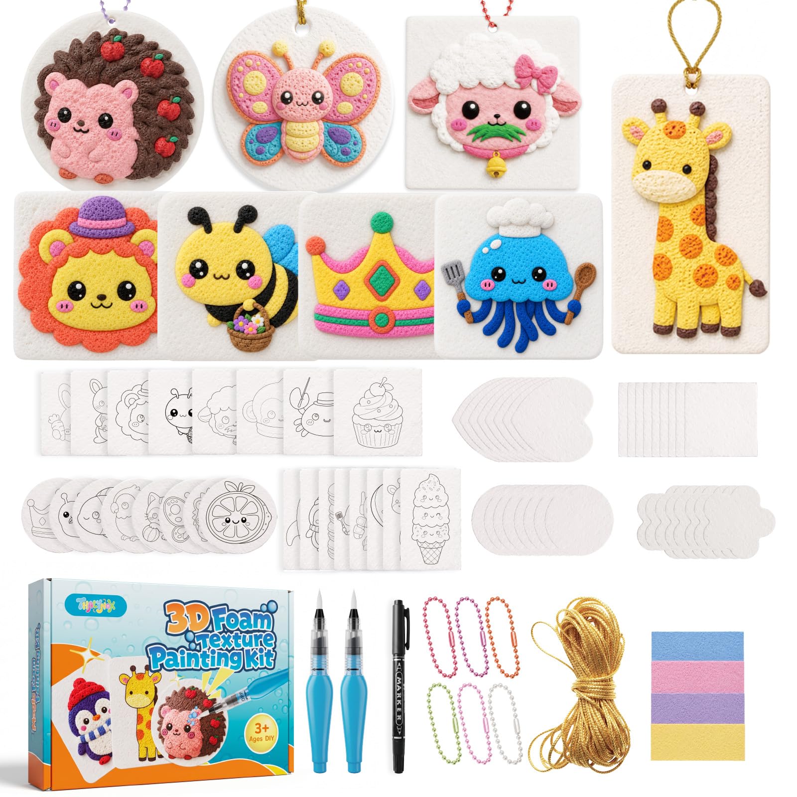 Thalynox 64Pcs Magic Foam Texture Painting Kit for Kids