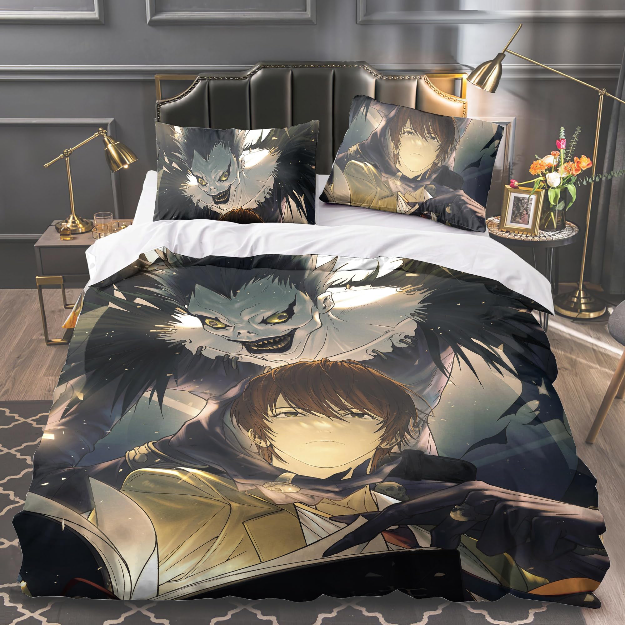 Zhongkaihua Death Note Bedding 3 Piece Set Death Note Single Double King Size 3D Print Bedding Duvet Cover Pillow Cover Bed Set Home Decorative Gifts