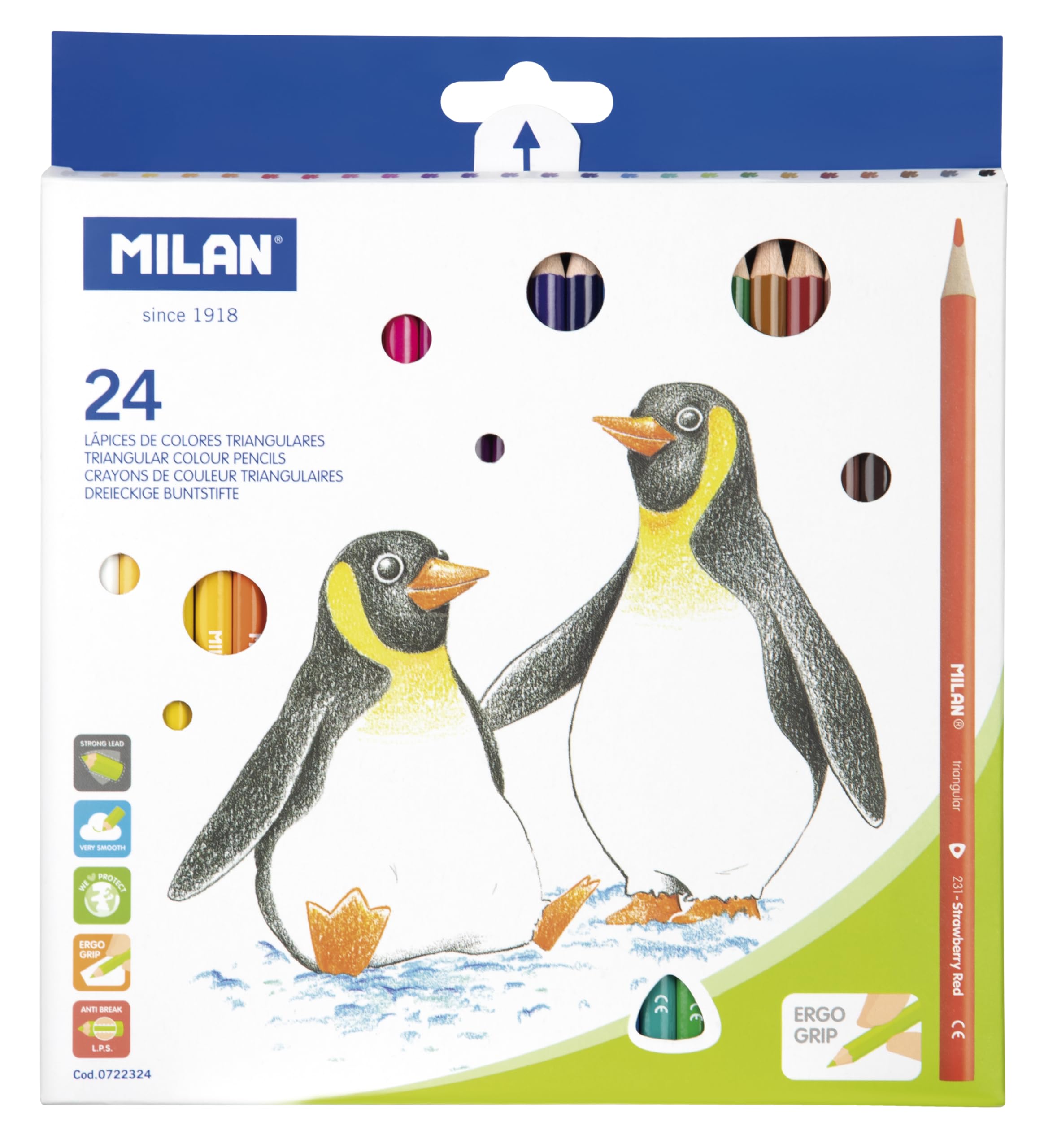 Milan Caja 24 lápices de Colores Triangulares 231
