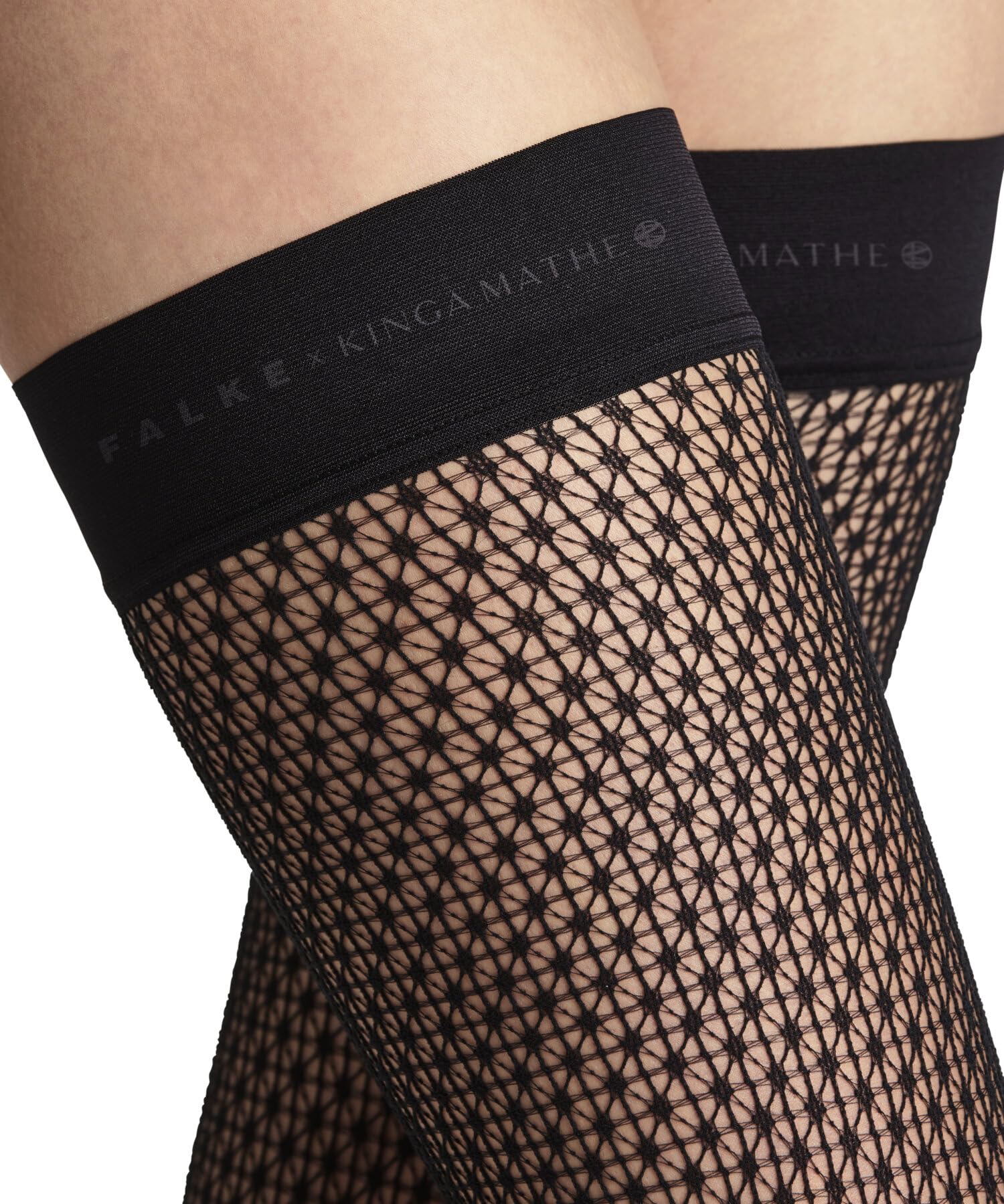 FALKE Kobiety Pończochy Kinga Mathe W Stu transparentny przezroczyste z wzorem 1 Para, Czarny Black 3009, 10.5-11