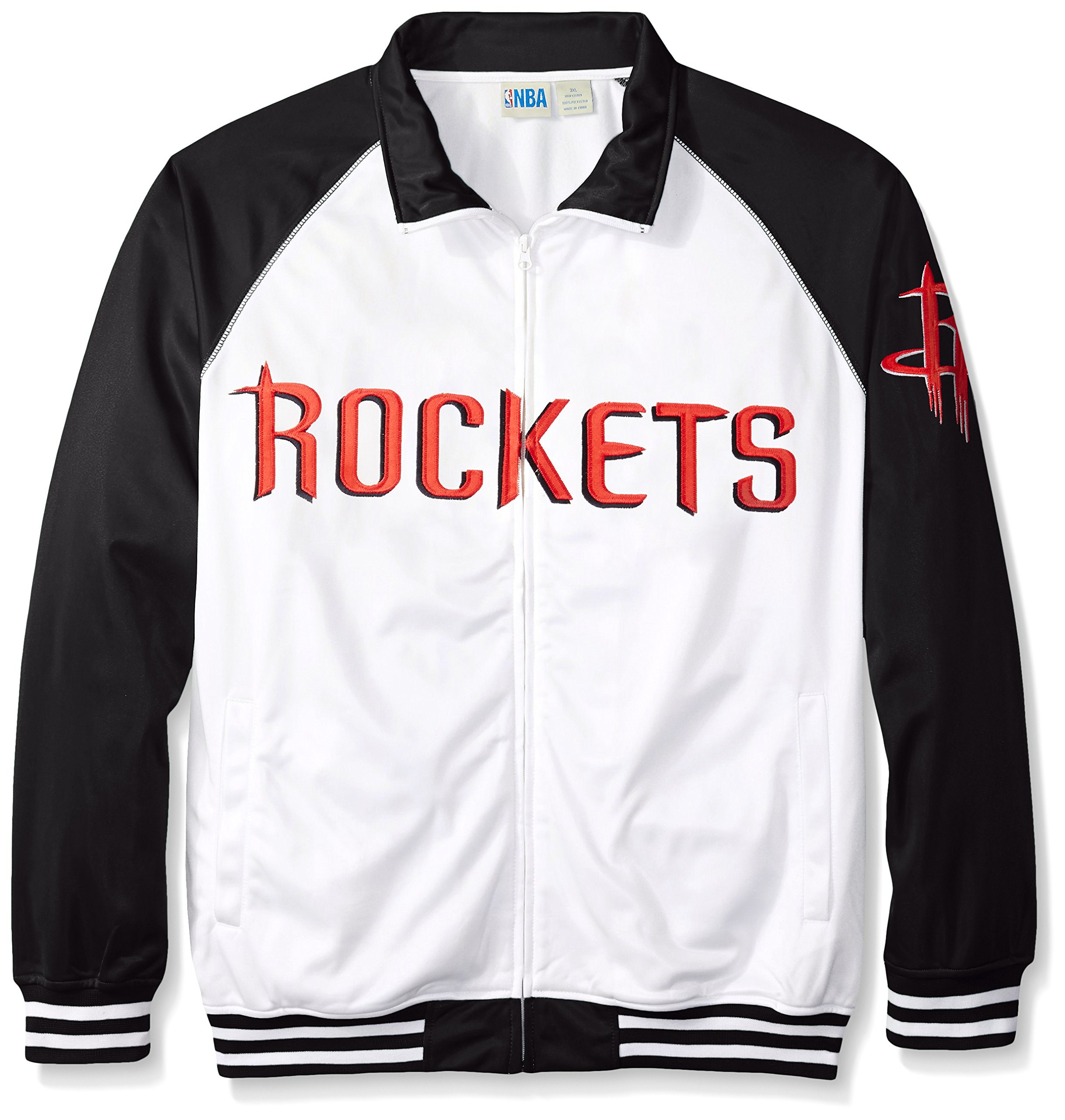 NBA Houston Rockets Men's Tricot Track Jacket, White/Black, 5X