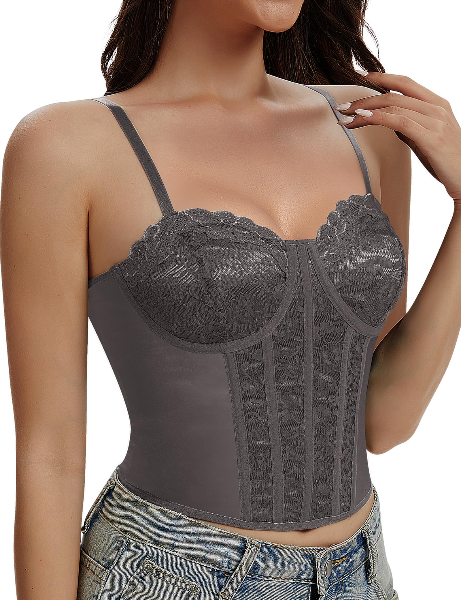 Lace Corset Tops for Women Sexy Bustier Top