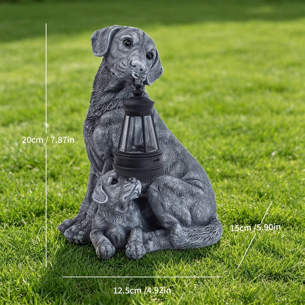 per lampada per giardino per solare per cane Resina Grigia (B)