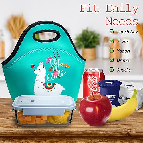 Miniatura 2 de YOUBDM Bolsas de almuerzo de neopreno con aislamiento térmico, bolsa de almuerzo reutilizable, lavable, bolsa de picnic de neopreno para mujeres y